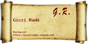 Giczi Radó névjegykártya